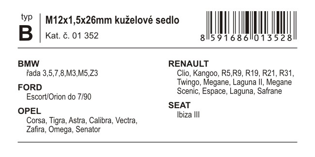Compass Poj. šrouby kol M12x1,5x26mm kuželové sedlo (B)